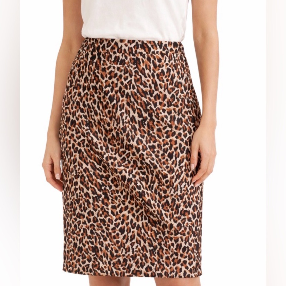 J. Crew Factory Brown and Black Leopard Print Pencil Skirt